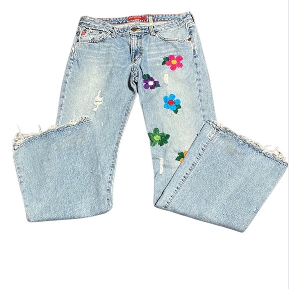 VGUC Big Star distressed embroidered floral “Flary” flare jeans 5 pockets sz 31R - Picture 12 of 12
